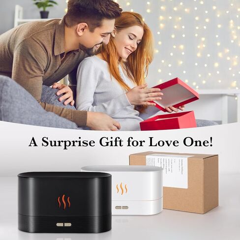Essential Oil Diffusers, New Air Diffuser with Flame Lights Mist, 230ml Air Humidifier, Diffusers for Bedroom, Home, Office, Ultra Silent & Auto Off Function(Black) in Saudi Arabia