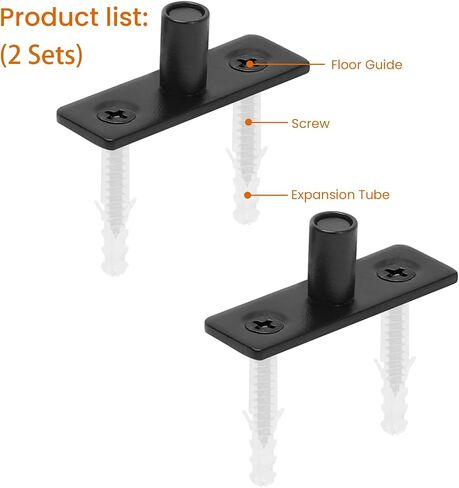 Homode Barn Door Floor Guide, Sliding Door Roller Guide for Bottom, Barn Door Bottom Guide Floor Mount 2 Pack, T Shape Door Guides, Barn Door Hardware Floor Guide Matte Black in Saudi Arabia