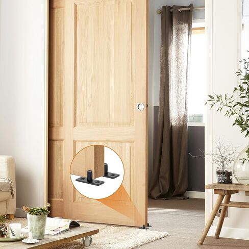 Homode Barn Door Floor Guide, Sliding Door Roller Guide for Bottom, Barn Door Bottom Guide Floor Mount 2 Pack, T Shape Door Guides, Barn Door Hardware Floor Guide Matte Black in Saudi Arabia