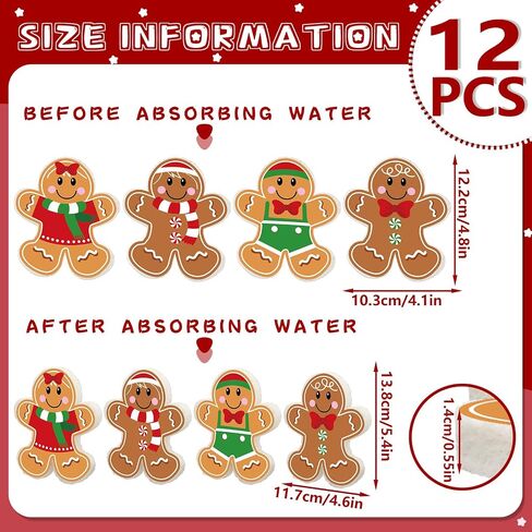 12 Pack Christmas Kitchen Sponges Gingerbread Man Shaped Dish Washing Sponges Non Scratch Household Cleaning Scrub Sponges for Home Restaurant in Saudi Arabia
