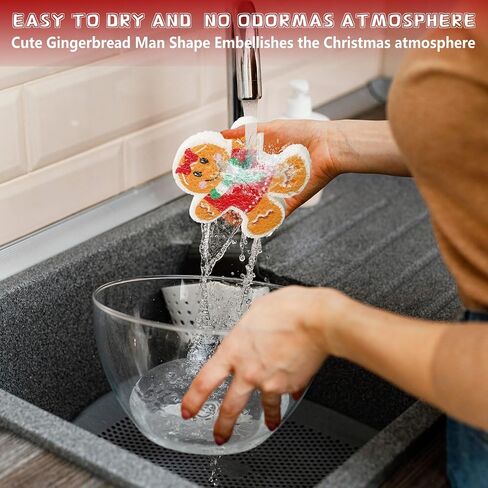 12 Pack Christmas Kitchen Sponges Gingerbread Man Shaped Dish Washing Sponges Non Scratch Household Cleaning Scrub Sponges for Home Restaurant in Saudi Arabia