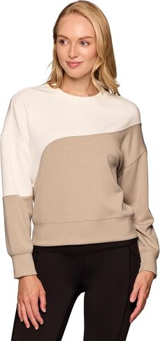 RBX Activewear Scuba Sweatshirt for Women, Colorblock Crewneck Sweater Ultra Soft Lightweight Long Sleeve Pullover Top in Saudi Arabia
