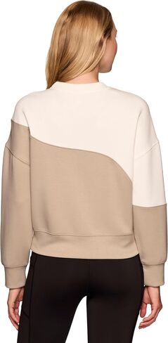 RBX Activewear Scuba Sweatshirt for Women, Colorblock Crewneck Sweater Ultra Soft Lightweight Long Sleeve Pullover Top in Saudi Arabia