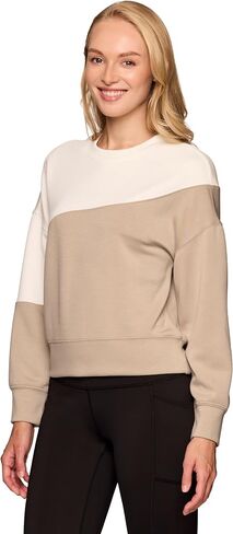 RBX Activewear Scuba Sweatshirt for Women, Colorblock Crewneck Sweater Ultra Soft Lightweight Long Sleeve Pullover Top in Saudi Arabia