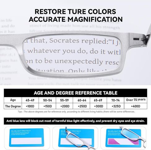 Reading Glasses for Women and Men, Blue Light Blocking Readers Spring Hinge Glasses for Reading Compact with Case in Saudi Arabia