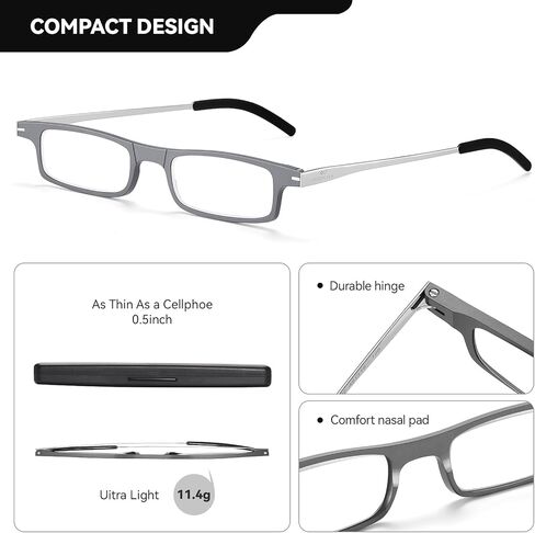 Reading Glasses for Women and Men, Blue Light Blocking Readers Spring Hinge Glasses for Reading Compact with Case in Saudi Arabia