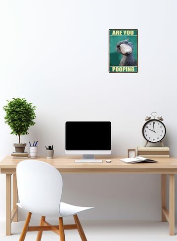 Funny Sign Vintage Tin Metal Sign Retro Wall Art Are You Pooping Shoebill for Bathroom Study Entryway Living Room and Bar Great Gift for Friends 12x8 Inch (Shoebill) in Saudi Arabia