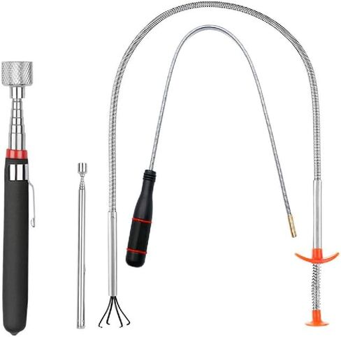 4 Pack Telescoping Magnet Pick-up Tool Set - Retrieving Pickup Tools，Extendable Pick Up Tools，Bendable Spring Magnet Stick，Flexible Extra Long Reach Bendable Curve Grabber with 4 Claws in Saudi Arabia
