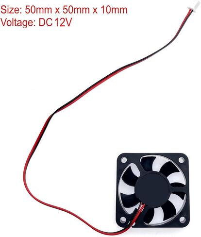 JZK 2pcs 50x50x10mm 2pin DC 12V مروحة تبريد صامتة صغيرة مع أسلاك، 5010 مروحة تبريد صغيرة هادئة 50 مم، 5 سم مروحة DC صغيرة بدون فرش 12V، مروحة طابعة ثلاثية الأبعاد مع موصل كابل in Kuwait