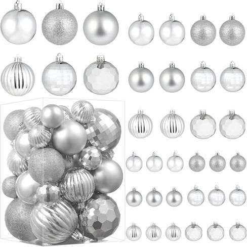 Christmas Ball Ornaments for Christmas Decorations,36pcs Xmas Tree Shatterproof Ornaments with Hanging Loop for Xmas Tree Wedding Holiday Party Home Decor,6 Styles in 3 Sizes (Champagne) in Saudi Arabia