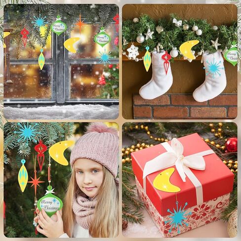24 Pcs Mid Century Modern Christmas Ornaments Starburst Atomic Christmas Bulb Ornament Acrylic Retro Christmas Ornament Vintage Christmas Ornament Tree Mid Century Holiday Decor in Kuwait