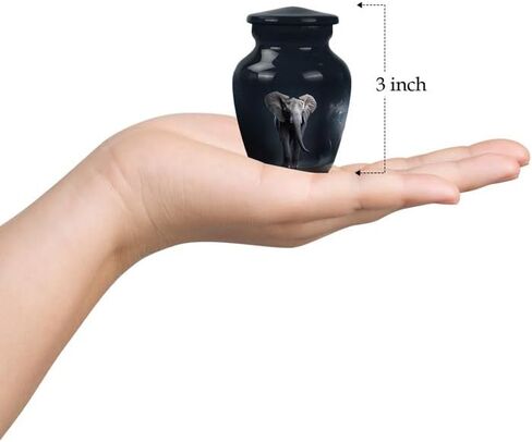 Elephant Walking in Dark - Cremation Urns for Ashes - Human Cremation Urns - 3 Inch - Pack of 1 - Adult Male Urn - Urn for Ashes for Women - Cremation Urns for Adult Ashes - Ashes Keepsake in Saudi Arabia