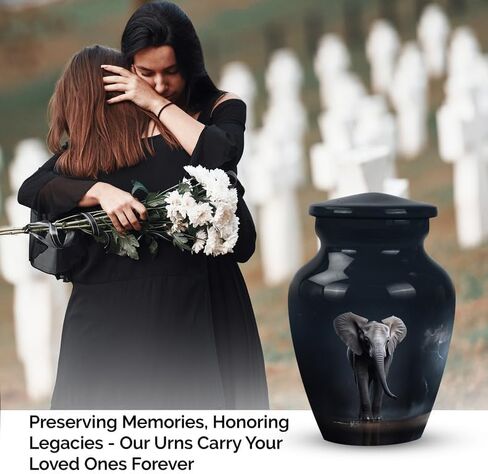 Elephant Walking in Dark - Cremation Urns for Ashes - Human Cremation Urns - 3 Inch - Pack of 1 - Adult Male Urn - Urn for Ashes for Women - Cremation Urns for Adult Ashes - Ashes Keepsake in Saudi Arabia