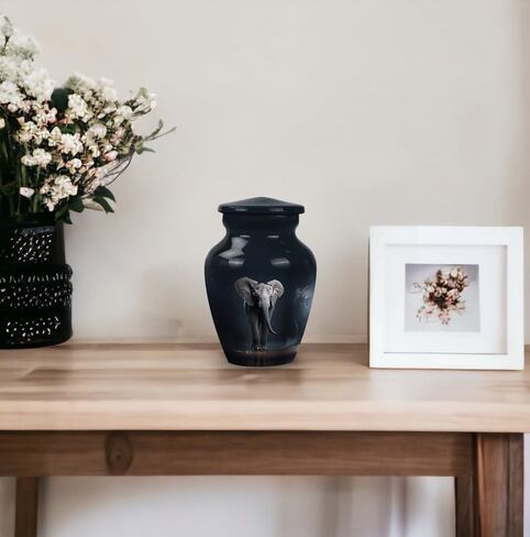 Elephant Walking in Dark - Cremation Urns for Ashes - Human Cremation Urns - 3 Inch - Pack of 1 - Adult Male Urn - Urn for Ashes for Women - Cremation Urns for Adult Ashes - Ashes Keepsake in Saudi Arabia