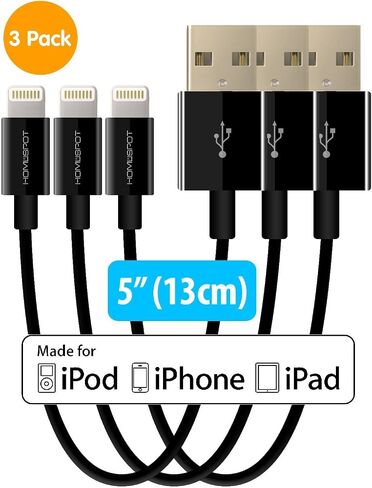 HomeSpot 8pin Cable Fast Charging USB Power Charge & Sync Cable Cord for Smartphones & Tablets Black 1 Pack in Saudi Arabia