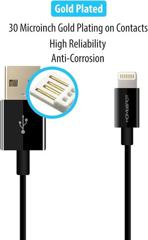 HomeSpot 8pin Cable Fast Charging USB Power Charge & Sync Cable Cord for Smartphones & Tablets Black 1 Pack in Saudi Arabia