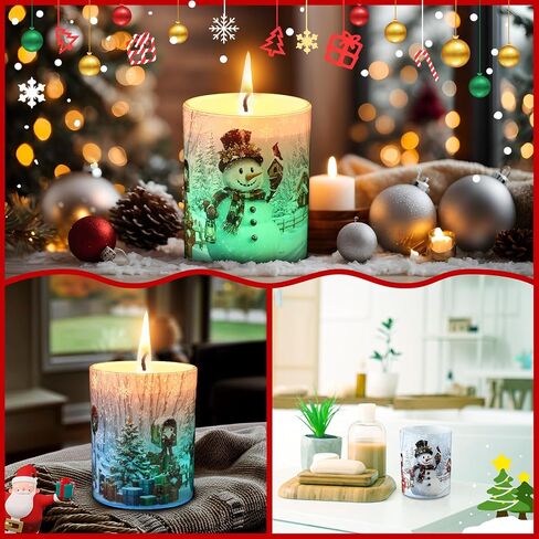 Christmas Scents Candles Festive Scented Candle Jars with Color Changing Light, 7.6Oz Soy Wax Fir & Cedarwood Fragrance, Christmas Candles for Holiday Decor(Snowman) in Kuwait