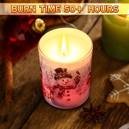 Christmas Scents Candles Festive Scented Candle Jars with Color Changing Light, 7.6Oz Soy Wax Fir & Cedarwood Fragrance, Christmas Candles for Holiday Decor(Snowman) in Kuwait