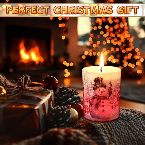 Christmas Scents Candles Festive Scented Candle Jars with Color Changing Light, 7.6Oz Soy Wax Fir & Cedarwood Fragrance, Christmas Candles for Holiday Decor(Snowman) in Kuwait