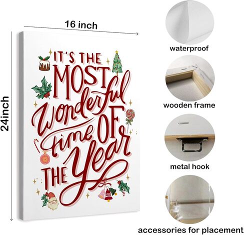 WODMIS Christmas Wall Decor,The Most Wonderful Time Of The Year,Christmas Signs Framed Canvas Wall Art,Inspirational Wall Art,Christmas Decorations For Office Kitchen,Merry Christmas Wall Decor 11x14 in Saudi Arabia