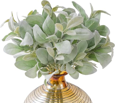 Artificial Lambs Ear Greenery Stems Fake Dusty Miller Stems Flocked Oak Leaves Picks Faux Greenery Flocking Lambs Ear Leaf Bulk Spray for Home Wedding DIY Flower Arrangements in Saudi Arabia