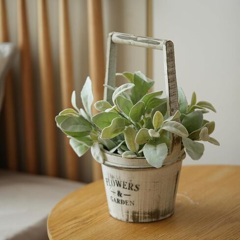Artificial Lambs Ear Greenery Stems Fake Dusty Miller Stems Flocked Oak Leaves Picks Faux Greenery Flocking Lambs Ear Leaf Bulk Spray for Home Wedding DIY Flower Arrangements in Saudi Arabia