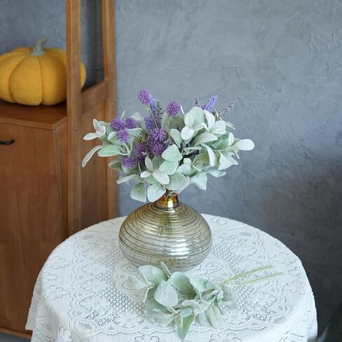 Artificial Lambs Ear Greenery Stems Fake Dusty Miller Stems Flocked Oak Leaves Picks Faux Greenery Flocking Lambs Ear Leaf Bulk Spray for Home Wedding DIY Flower Arrangements in Saudi Arabia
