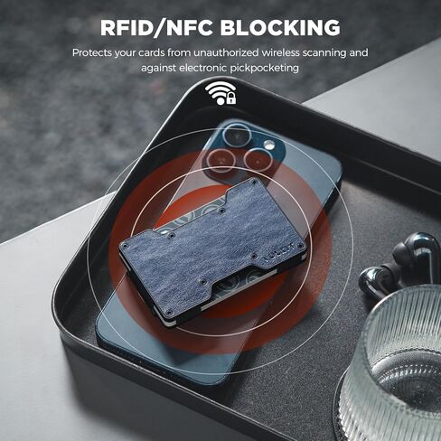 VULKIT Slim Metal Wallet with Money Clip Minimalist Credit Card Holder Business Card Case Front Pocket Wallet for Men (Black) in Kuwait