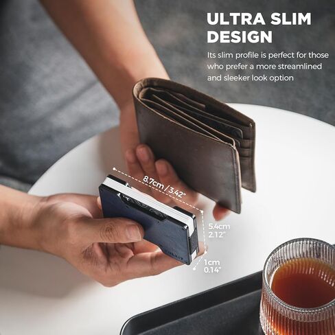 VULKIT Slim Metal Wallet with Money Clip Minimalist Credit Card Holder Business Card Case Front Pocket Wallet for Men (Black) in Kuwait