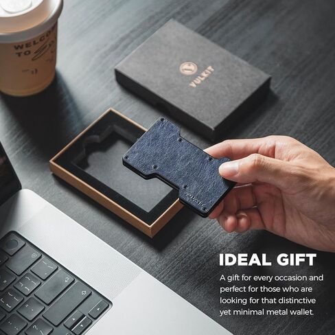 VULKIT Slim Metal Wallet with Money Clip Minimalist Credit Card Holder Business Card Case Front Pocket Wallet for Men (Black) in Kuwait