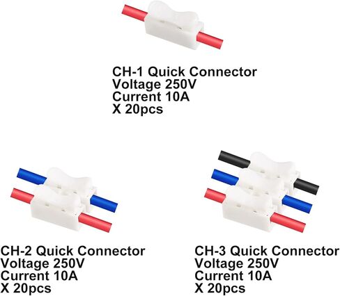 Alinan 60pcs CH1 CH2 CH3 Quick Splice Lock Spring Wire Connector Screw Terminal Barrier Block for LED Strip Light Wire Connecting in Saudi Arabia