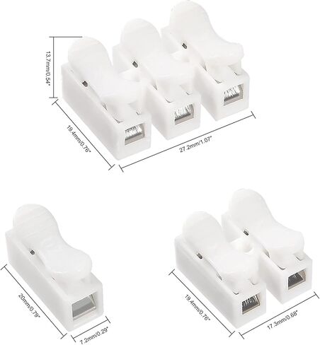 Alinan 60pcs CH1 CH2 CH3 Quick Splice Lock Spring Wire Connector Screw Terminal Barrier Block for LED Strip Light Wire Connecting in Saudi Arabia