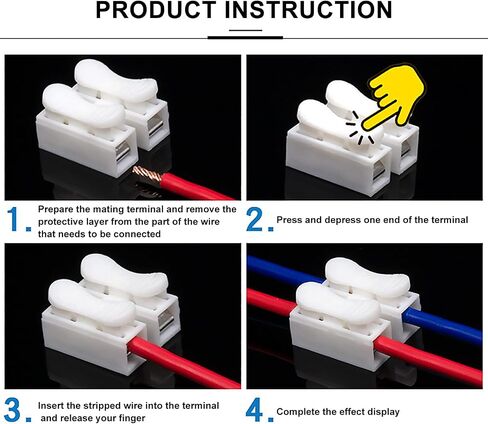 Alinan 60pcs CH1 CH2 CH3 Quick Splice Lock Spring Wire Connector Screw Terminal Barrier Block for LED Strip Light Wire Connecting in Saudi Arabia