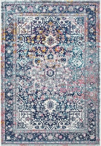 nuLOOM Lilah Vintage Medallion Area Rug, 5x7, Blue in Saudi Arabia
