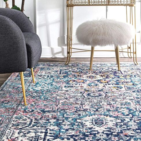 nuLOOM Lilah Vintage Medallion Area Rug, 5x7, Blue in Saudi Arabia