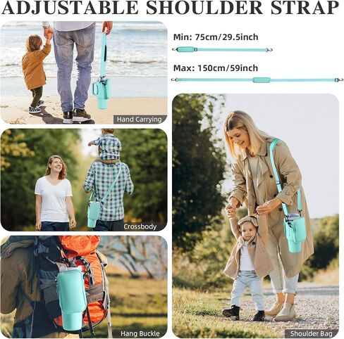 Water Bottle Carrier Bag with Phone Pocket Fit for Stanley 40 oz Simple Tumbler Handle Quencher Cup, Modern Bottle Pouch Holder Adjustable Shoulder Hand Strap Travel Sport in Saudi Arabia