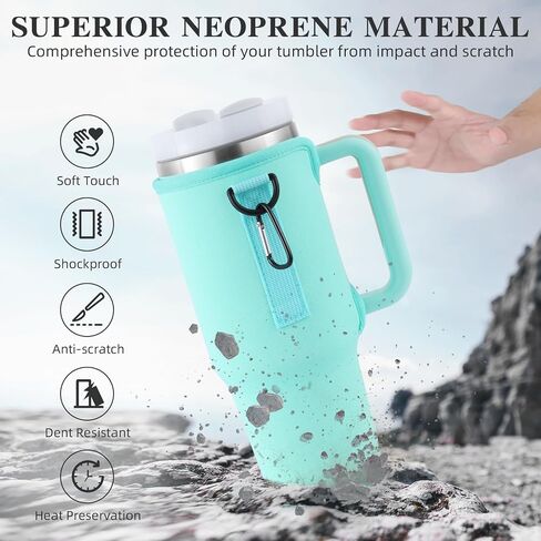 Water Bottle Carrier Bag with Phone Pocket Fit for Stanley 40 oz Simple Tumbler Handle Quencher Cup, Modern Bottle Pouch Holder Adjustable Shoulder Hand Strap Travel Sport in Saudi Arabia