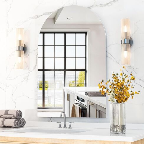 مرآة حمام بدون إطار من Antok Arch، مرآة مثبتة على الحائط مقاس 24 بوصة × 36 بوصة للحمام، مرآة الغرور بدون إطار لغرفة النوم، المدخل، غرفة المعيشة in Kuwait