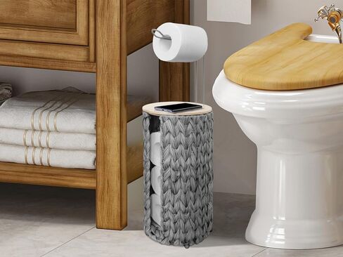 Wicker Toilet Paper Storage with Lid,Rattan Decorative Farmhouse Holder Basket for Toilet Paper,Woven Hyacinth Bathroom 4 Rolls of Toilet Tissue Storage,Free Stand in Saudi Arabia
