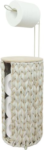 تخزين ورق التواليت مع غطاء، سلة حامل ديكور المزرعة من الروطان لورق التواليت، حمام صفير منسوج 4 لفات من تخزين مناديل المرحاض، حامل حر in Kuwait