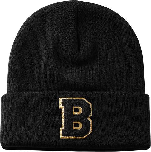 Initial.s Beanie for Women and Teen Girls, Winter Black Beanie Hat, Personalized Gifts for Women in Saudi Arabia