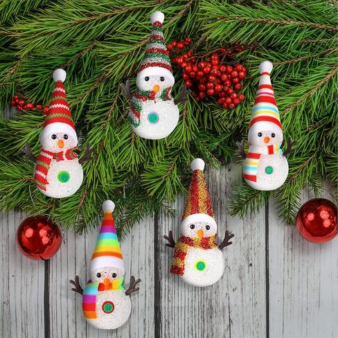 Honoson 5 Pieces 7 Colors Changing Glowing Snowmen Light Christmas Snowman Light Changing LED Night Light Table Decoration with Colorful Hats and Scarves for Home Christmas Party Decoration in Saudi Arabia