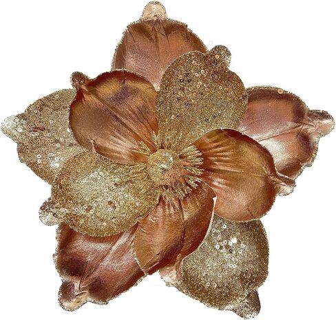 10 Pcs Large Christmas Flowers, Glitter Christmas Flowers 10in Green Artificial Magnolia Flower Ornaments Fold Floral for Christmas Tree Decorations Xmas Tree New Year Party Wedding Centerpiece in Saudi Arabia