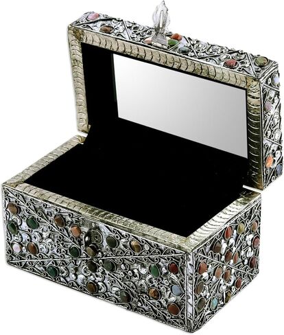 NOVICA Repousse Brass Jewelry Box, Metallic 'Majestic View' in Saudi Arabia
