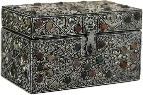 NOVICA Repousse Brass Jewelry Box, Metallic 'Majestic View' in Saudi Arabia