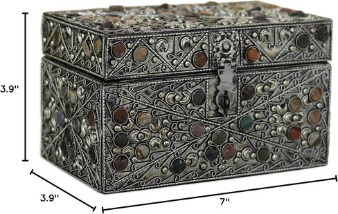 NOVICA Repousse Brass Jewelry Box, Metallic 'Majestic View' in Saudi Arabia