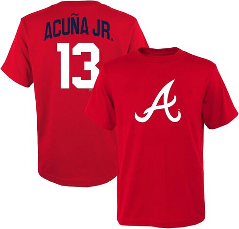 Ronald Acuna Jr. Atlanta Braves MLB Kids Youth 8-20 Official Red Alternate Player Name & Number T-Shirt in Saudi Arabia