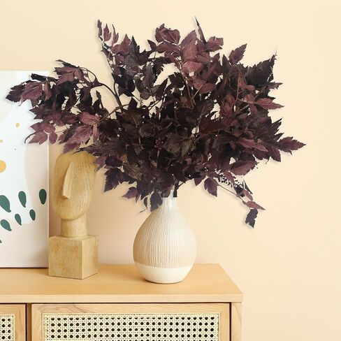 3 Pack Artificial Cimicifuga Plant Leaf 21 inch Faux Plum Cimicifuga Ramosa Leaf Branch Fall Cimicifuga Stems for Home Vase Table Wedding Farmhouse Mantel Harvest Decor(3, 21 inch) in Saudi Arabia