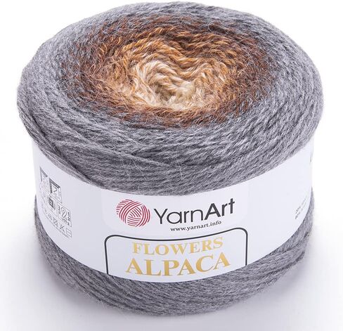 YarnArt Flowers Alpaca 20% Alpaca 80% Acrylic Weight 8.82oz Length 1028 Yards Multicolor Rainbow Crochet Winter Yarn Weight 2 Sport (438) in Saudi Arabia
