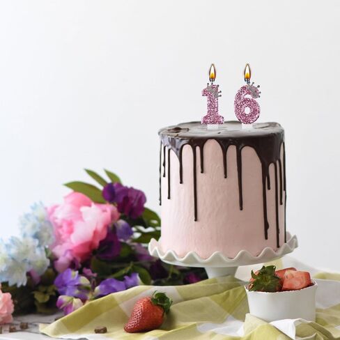 16 شمعة عيد ميلاد، شموع الكيك السادسة عشرة، عيد ميلاد سعيد فضي رقم 16 شموع لتزيين الكيك للحفلات والأطفال والأولاد والبنات in Kuwait